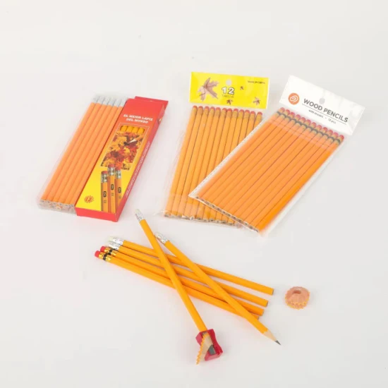 Back to School Custom Wood Hb Pencil Briefpapier Sechseckiger Hb-Bleistift mit Radiergummi